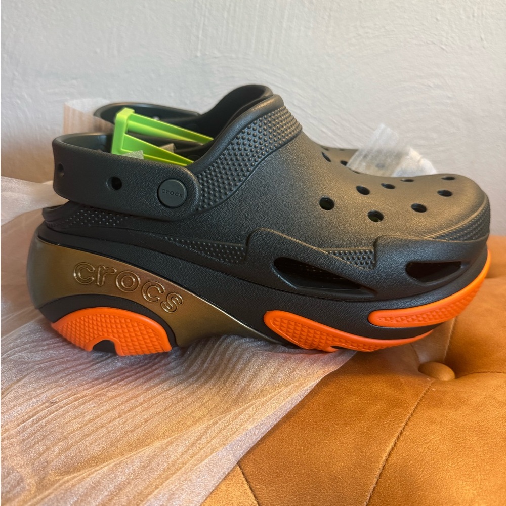Crocs Bubble Crush Reflector Clog - Black and Orange
